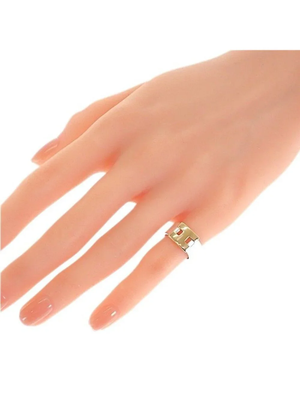 Hermes Newhela Crest S Rin 49 Full 18K Yellow Gold 925 Sterling Silver and Logo